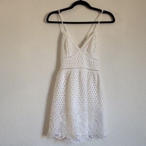 White Lace Spaghetti Strap Dress